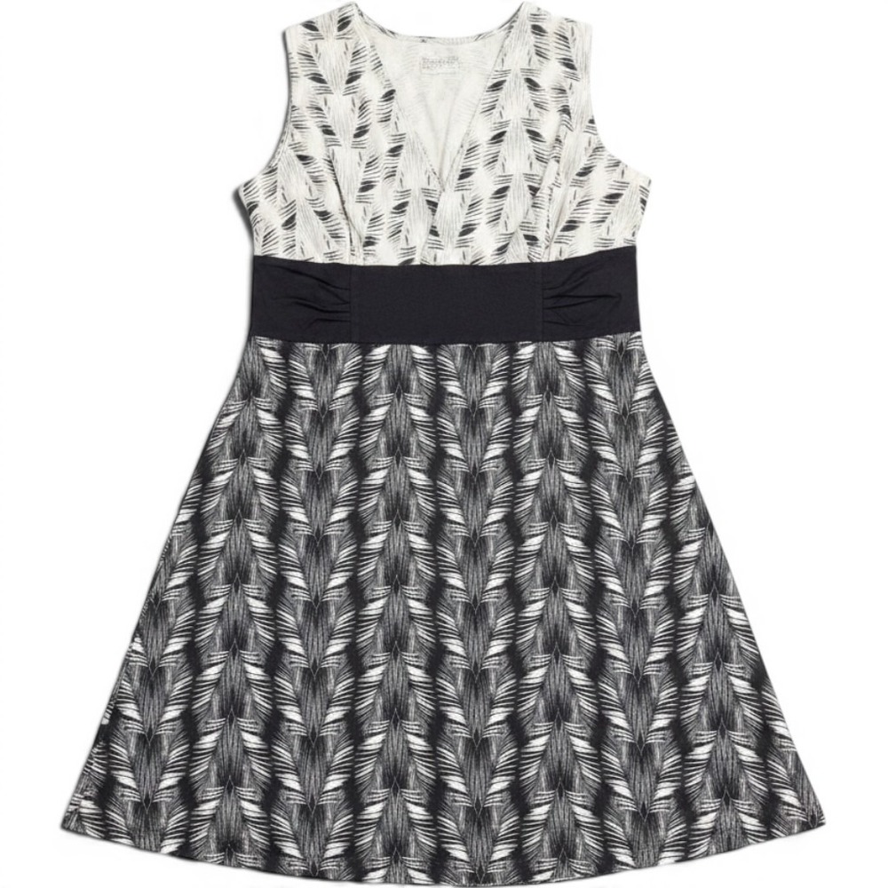 Patagonia Kamala Dress Womens Large Black White Organic Cotton Palm Print 58906